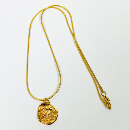 Retro Owl Stamp Necklace Chain Gold