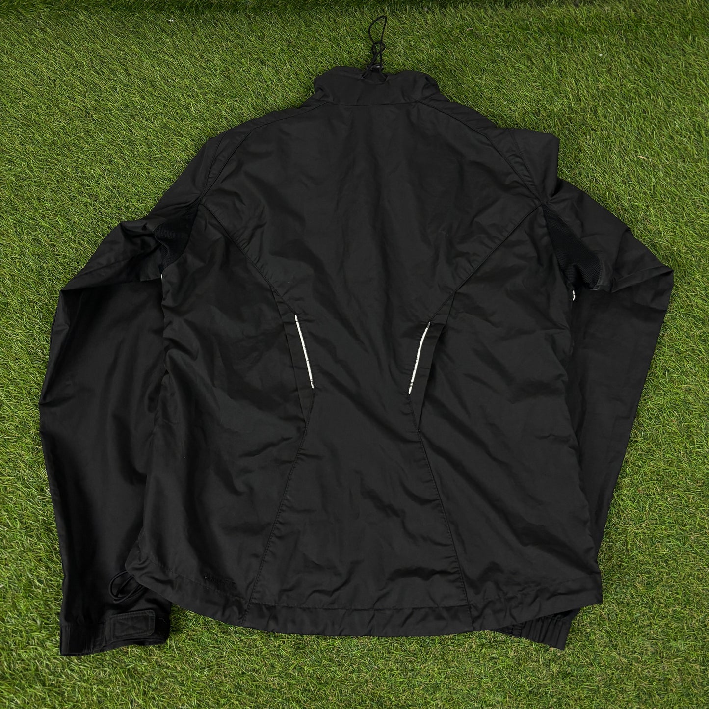 00s Nike Clima-Fit Piping Windbreaker Jacket + Joggers Set Black Small