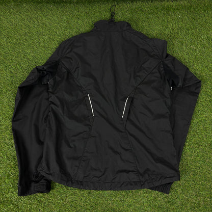 00s Nike Clima-Fit Piping Windbreaker Jacket + Joggers Set Black Small