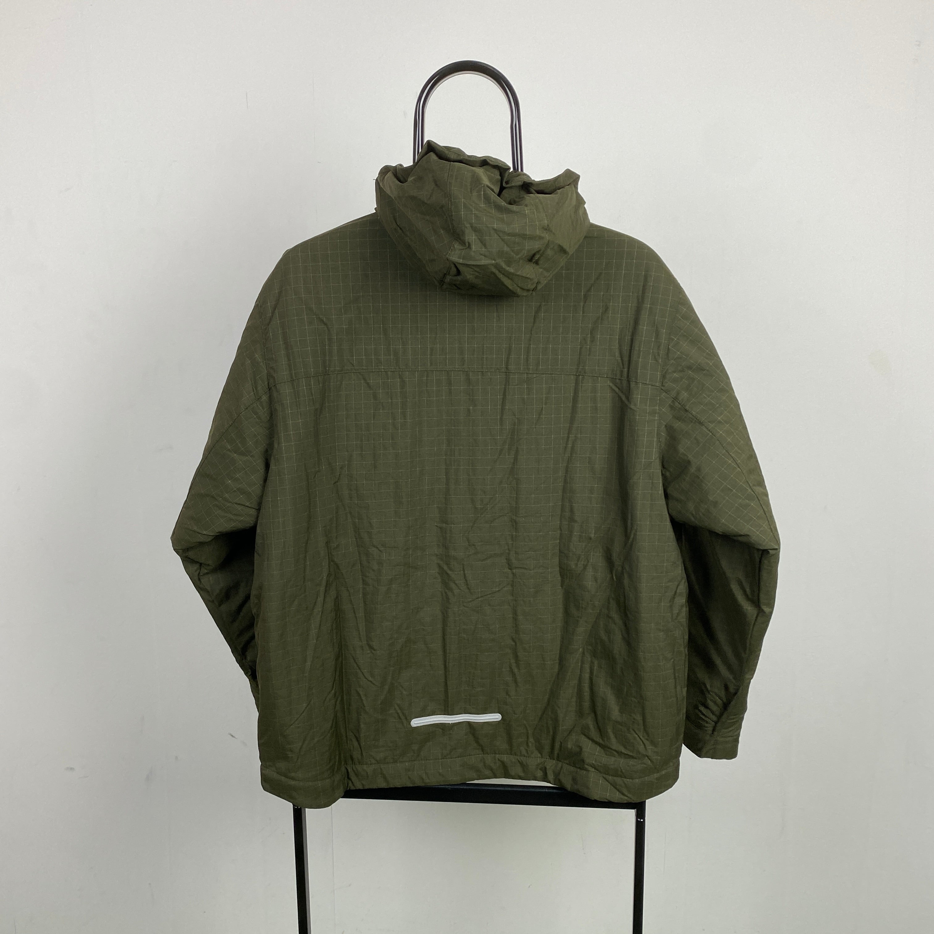 00s Nike Fleece Lined Grid Coat Jacket Green XS