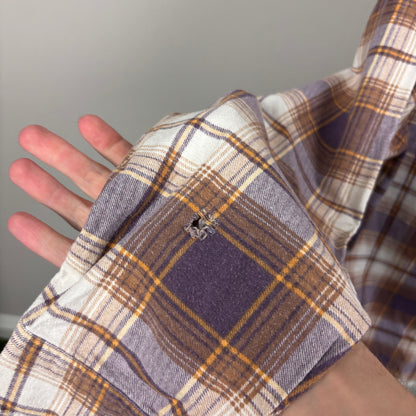 00s Stussy Plaid Shirt T-Shirt Purple Small