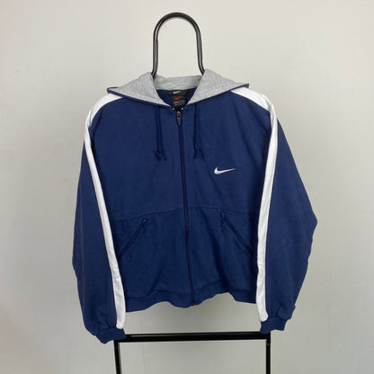 90s Nike Zip Hoodie Blue Small