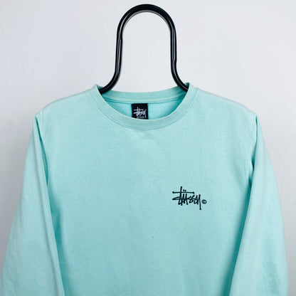 Retro 00s Stussy Sweatshirt Blue Medium