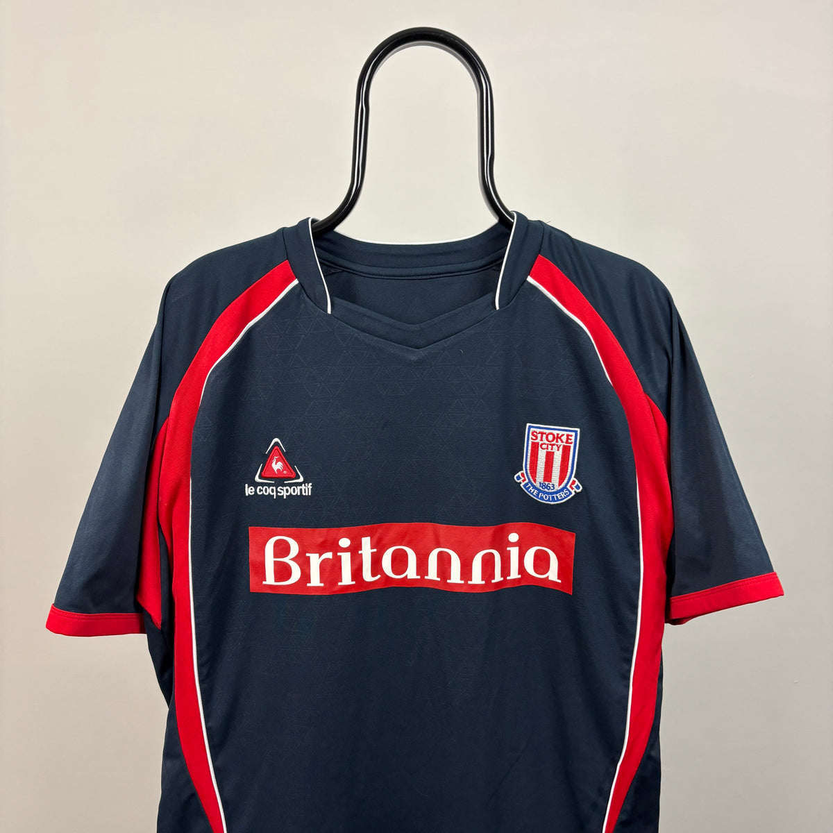00s Le Coq Sportif Stoke Football Shirt T-Shirt Blue Large