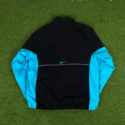 90s Nike Storm-Fit Piping Windbreaker Jacket + Joggers Set Blue Medium