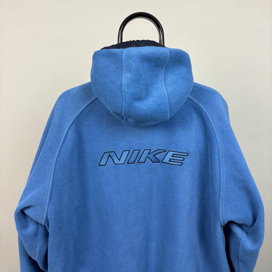 90s Nike Reversible Fleece Coat Jacket Blue Large