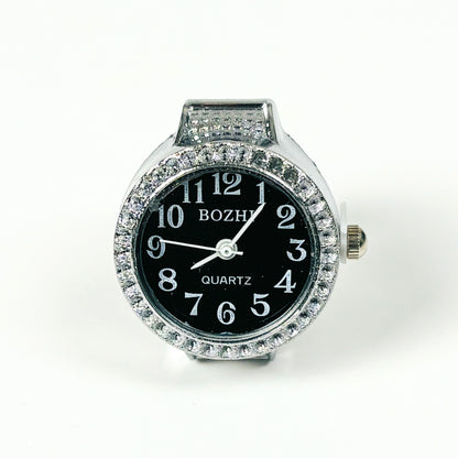 Vintage Watch Ring Bezelled Black