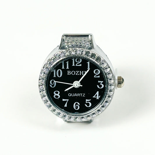 Vintage Watch Ring Bezelled Black