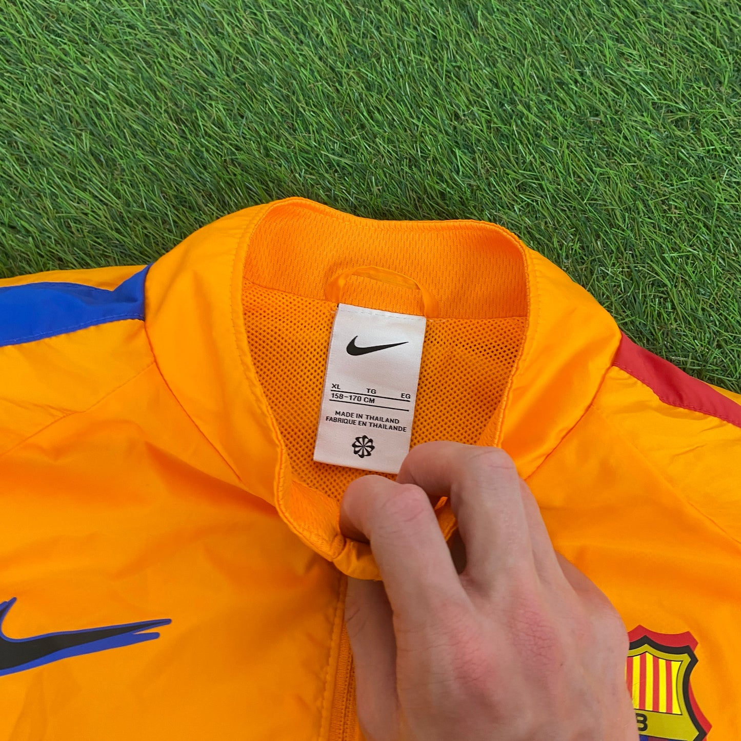 00s Nike Barcelona Windbreaker Jacket + Joggers Set Orange Small