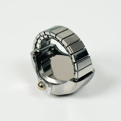 Retro Oval Watch Ring Silver Black