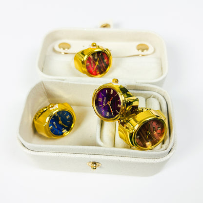 Retro Watch Ring Gold Midnight Blue