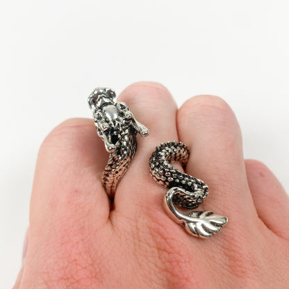Winding Dragon Ring Silver Adjustable