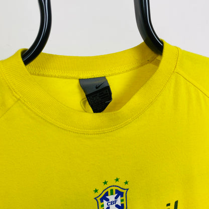 00s Nike Brazil Football Shirt T-Shirt Yellow Small