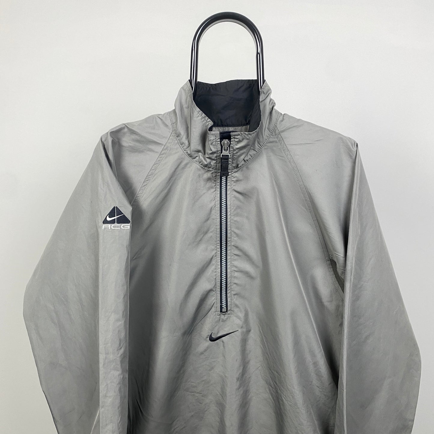 90s Nike ACG Packable Windbreaker Jacket Grey Medium