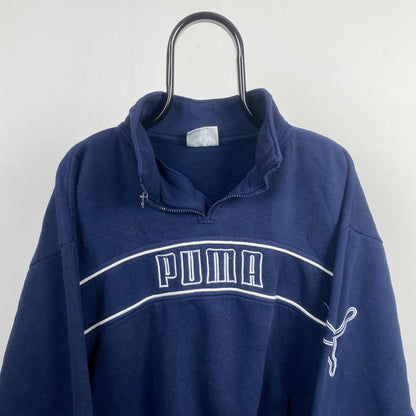 Retro Puma 1/4 Zip Sweatshirt Blue XL