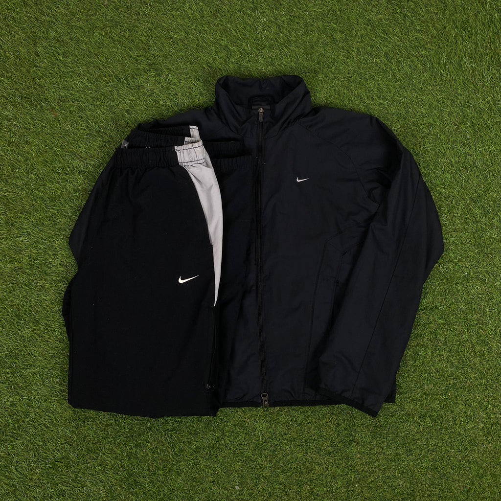 00s Nike Tracksuit Jacket + Joggers Set Black Small
