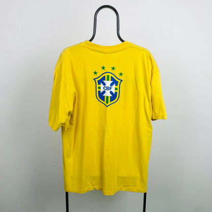 90s Nike Brazil T-Shirt Yellow Large