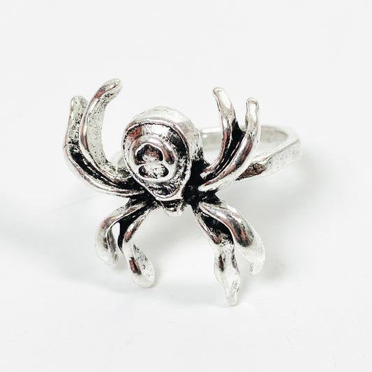 Retro Vintage Spider Signet Ring Silver