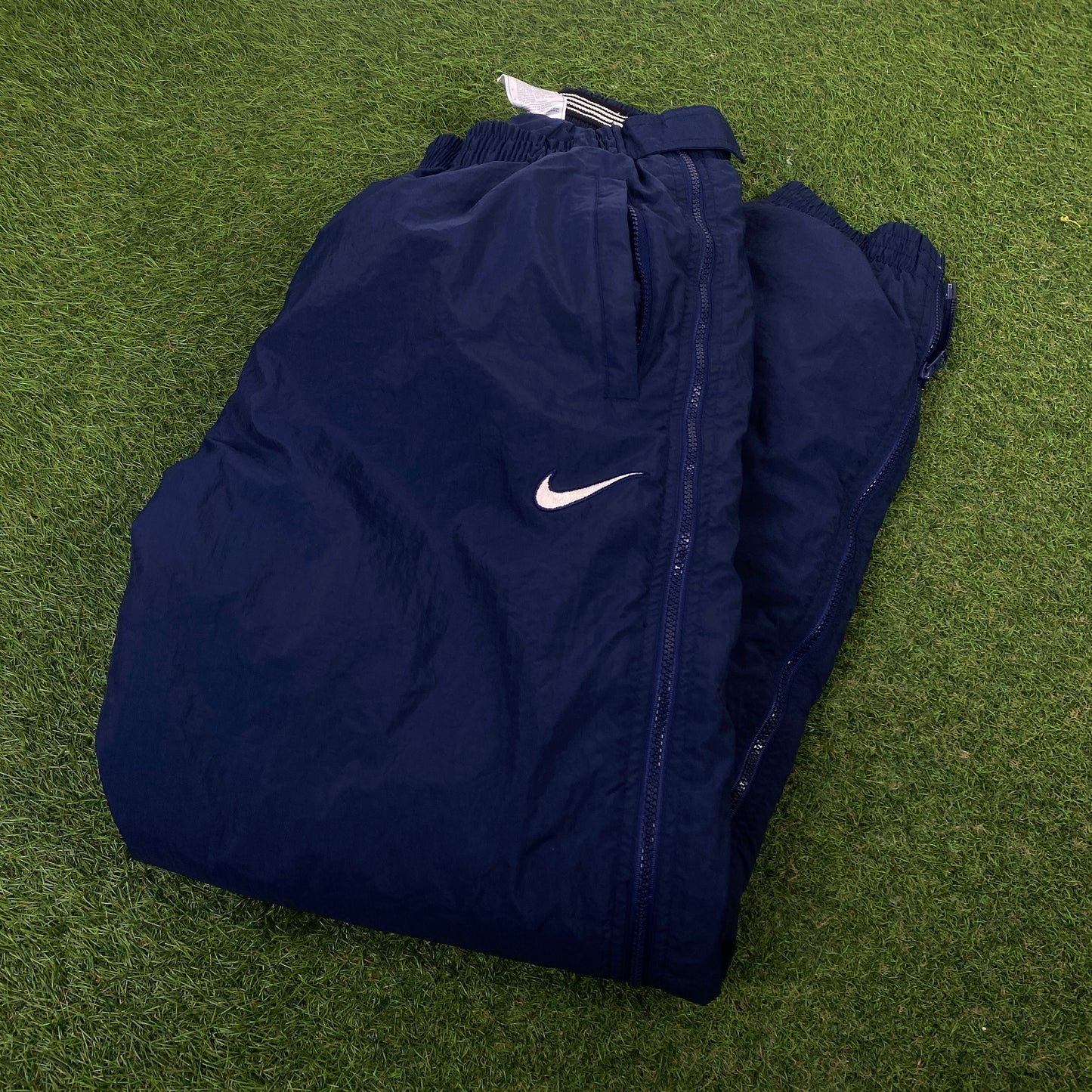 90s Nike Puffer Lined Joggers Blue Large