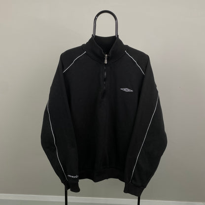 Retro Umbro 1/4 Zip Sweatshirt Black XXL