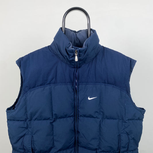 00s Nike Quilted Puffer Gilet Jacket Blue Large