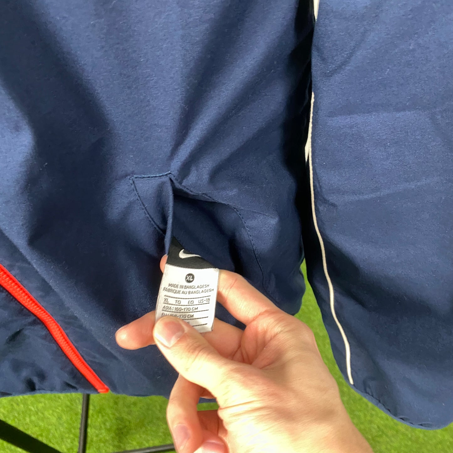 00s Nike Reversible Piping Fleece Coat Jacket Blue Small