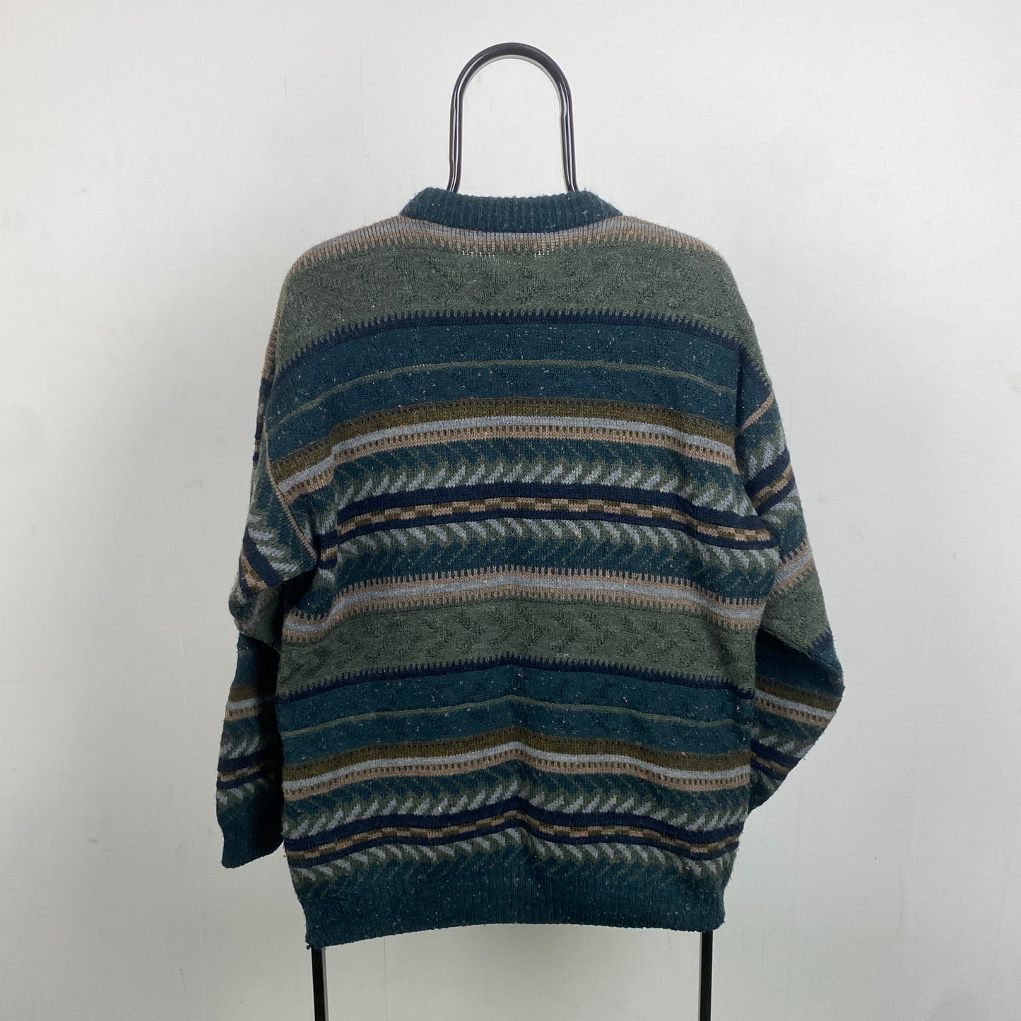 Retro Wool Knit Sweatshirt Green Large