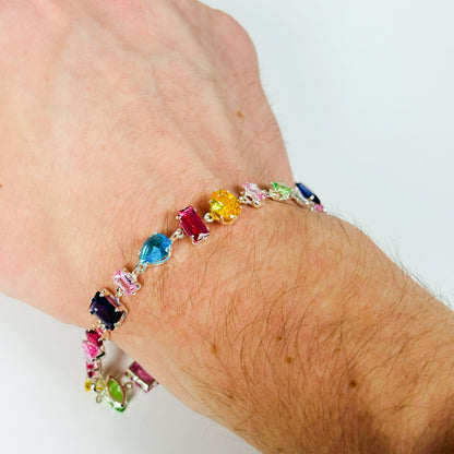 Vintage Gemstone Bracelet .925 Silver