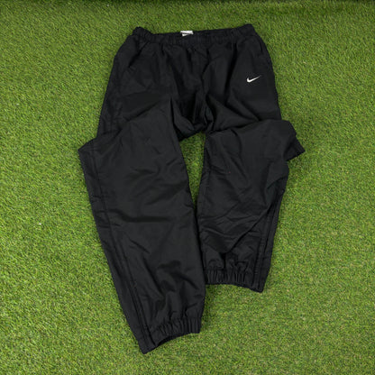 00s Nike Reflective Windbreaker Jacket + Joggers Set Black Medium