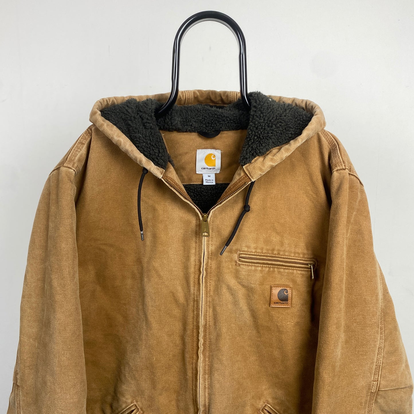 Retro Carhartt Fleece Lined Coat Active Jacket Brown Medium