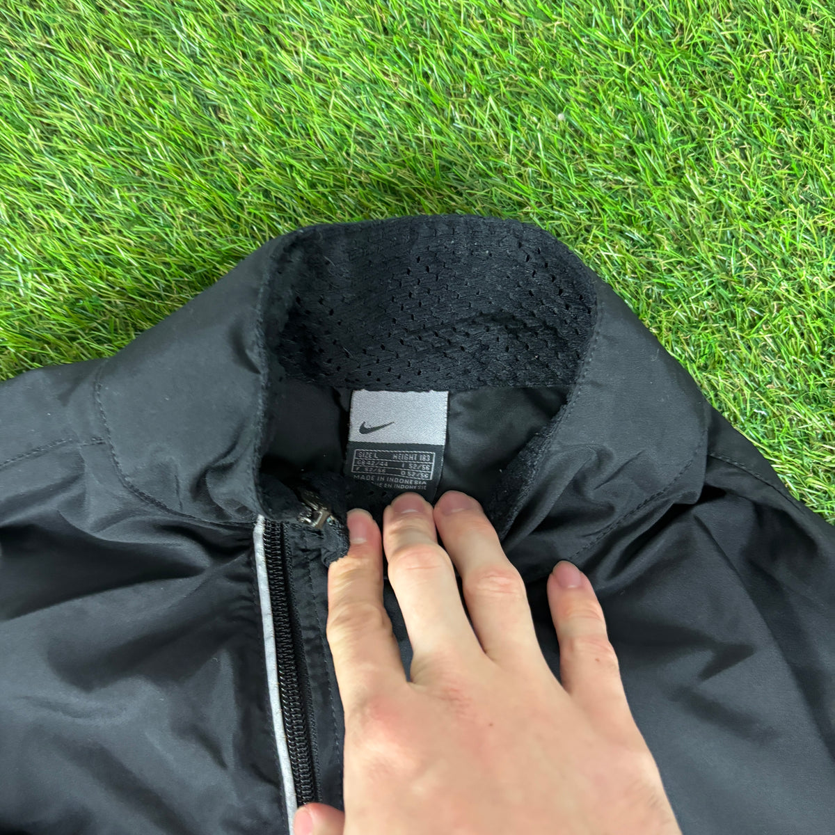 00s Nike Piping Tracksuit Jacket + Joggers Set Black Large