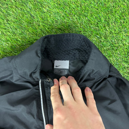 00s Nike Piping Tracksuit Jacket + Joggers Set Black Large
