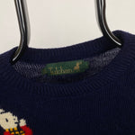 Retro Tulchan Rupert Wool Knit Sweatshirt Blue Small