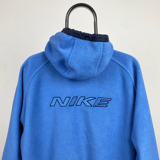 00s Nike Reversible Fleece Puffer Jacket Blue Medium