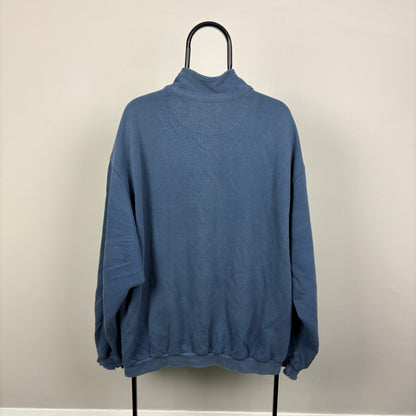 90s Nike Challenge Court 1/4 Zip Sweatshirt Blue XL