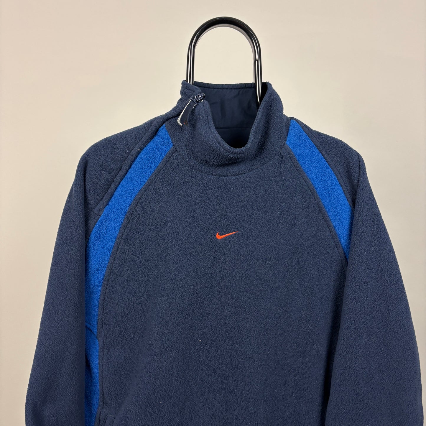 90s Nike Reversible Sidewinder Fleece Coat Jacket Blue Small