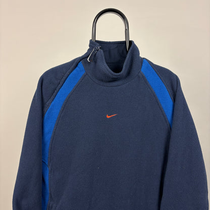 90s Nike Reversible Sidewinder Fleece Coat Jacket Blue Small