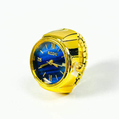 Retro Watch Ring Gold Midnight Blue