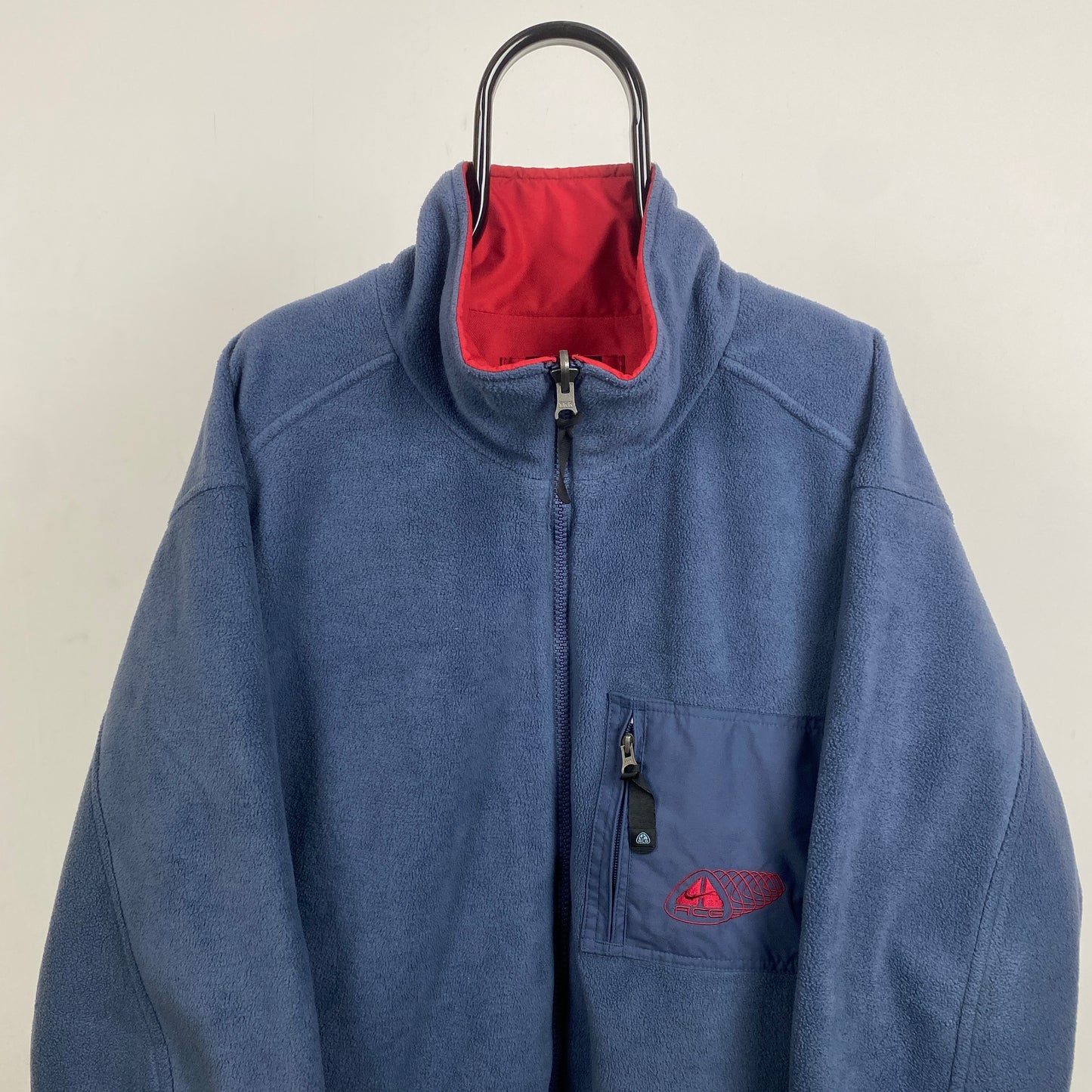 00s Nike ACG Reversible Fleece Coat Jacket Blue Red XL