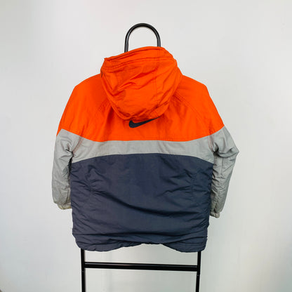 90s Nike Reversible Fleece Puffer Jacket Orange XS