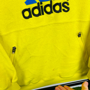 90s Adidas Fleece Hoodie Yellow Small