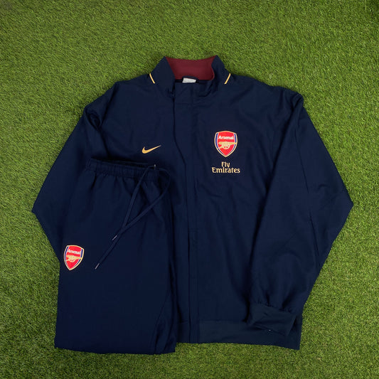 00s Nike Arsenal Tracksuit Set Jacket + Joggers Blue XL