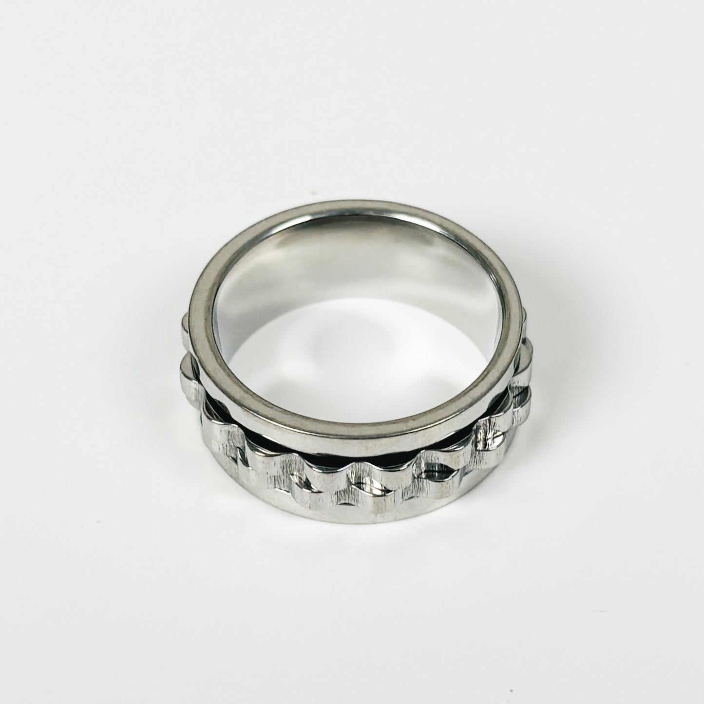 Cog Chain Spinner Ring Silver