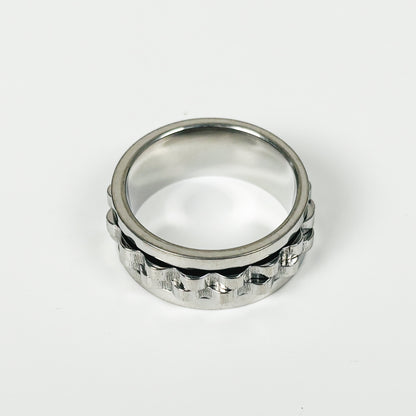 Cog Chain Spinner Ring Silver