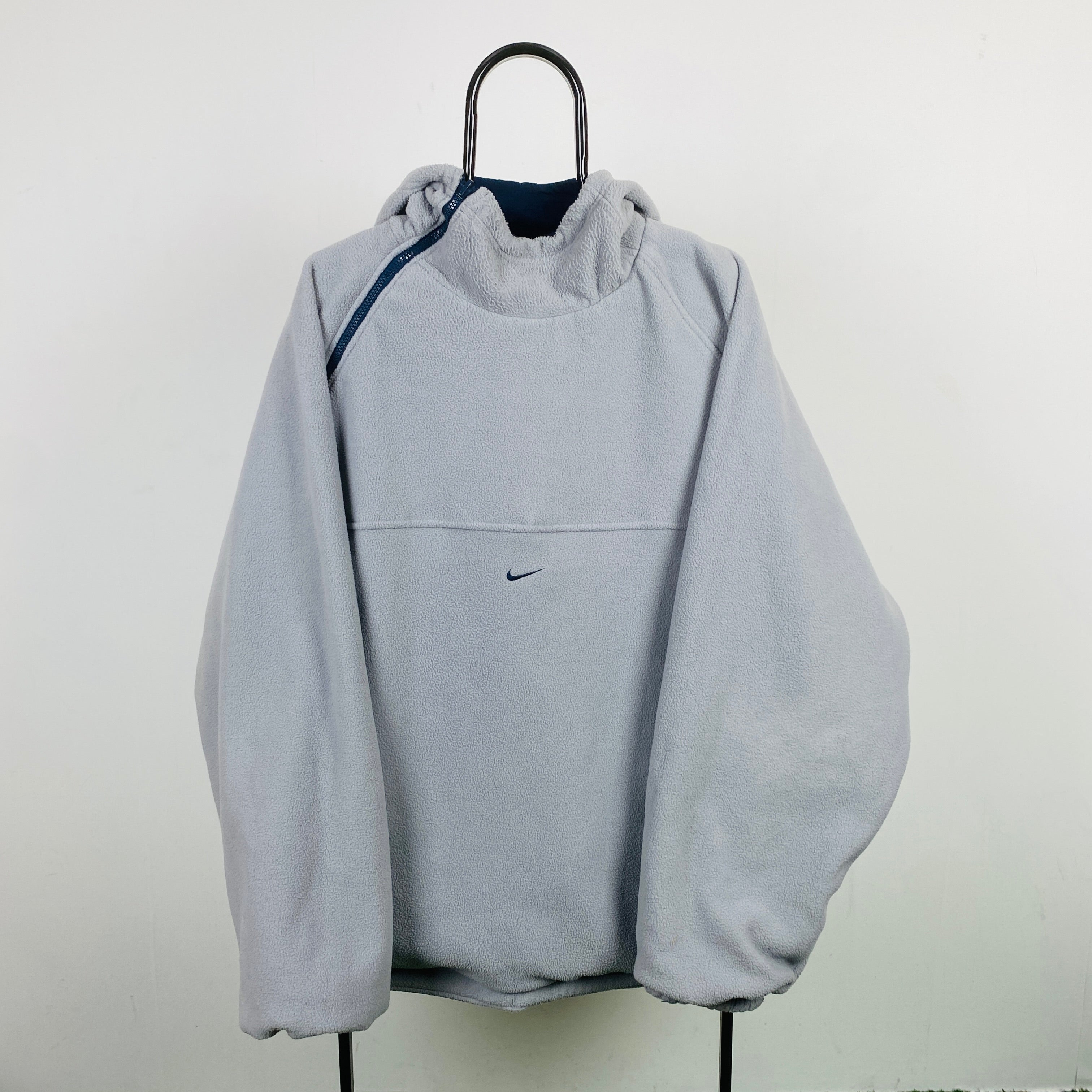90s Nike Reversible Sidewinder Fleece Coat Jacket Blue Grey XL