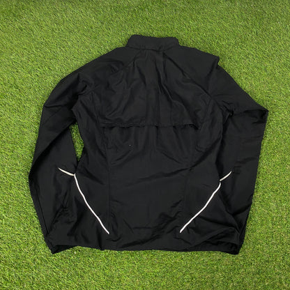 00s Nike Piping Windbreaker Jacket + Joggers Set Black Small