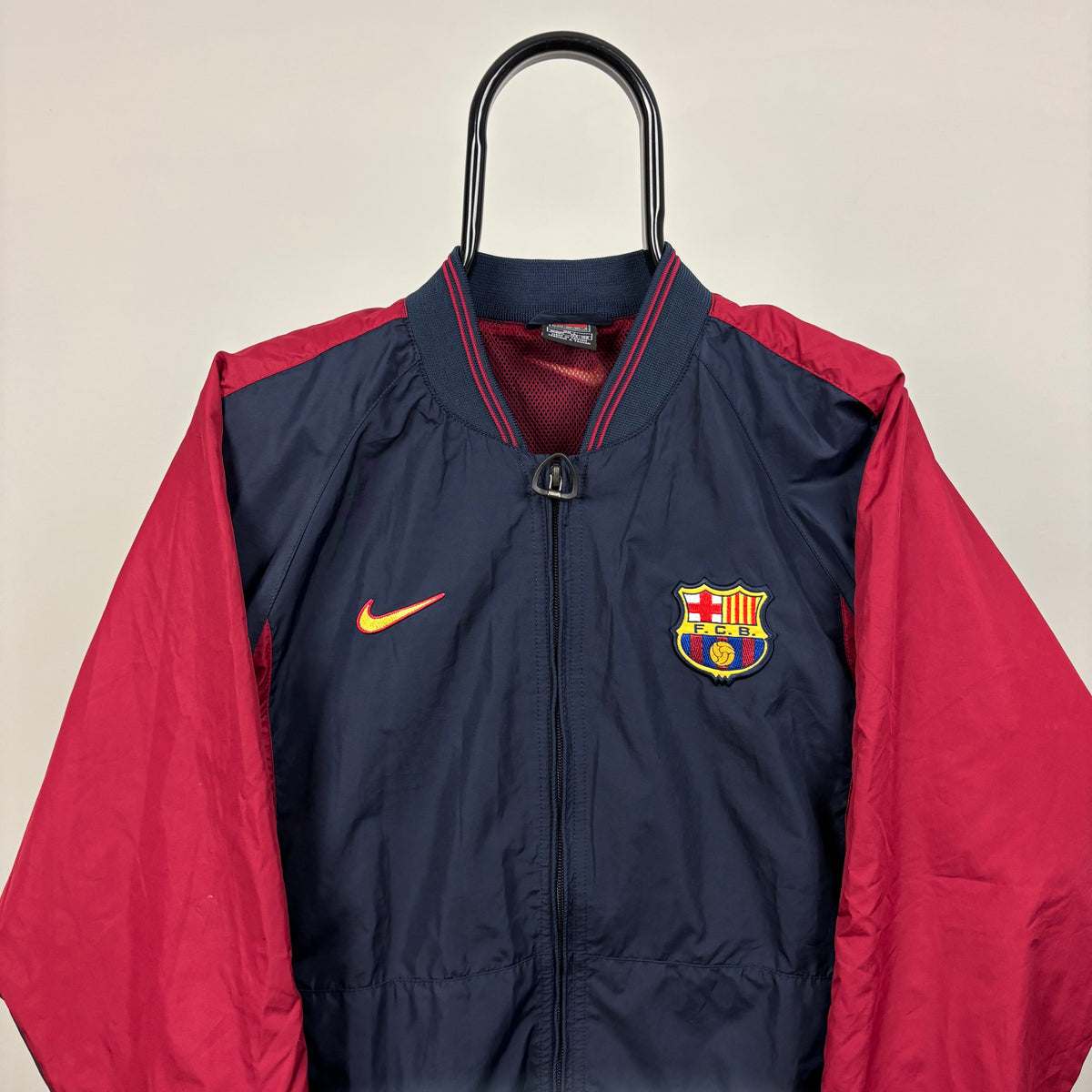 90s Nike Barcelona Windbreaker Jacket Blue Red Small