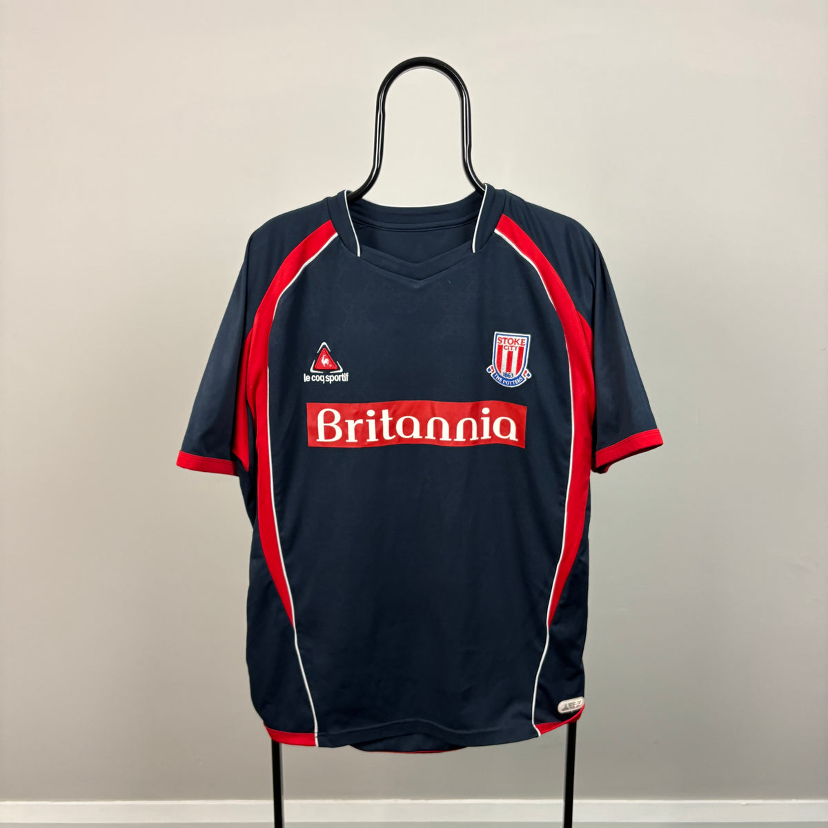 00s Le Coq Sportif Stoke Football Shirt T-Shirt Blue Large