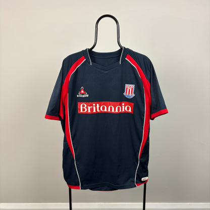 00s Le Coq Sportif Stoke Football Shirt T-Shirt Blue Large