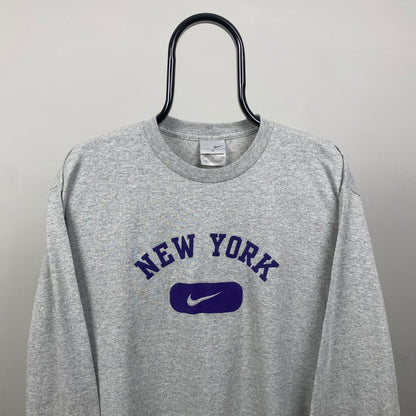 00s Nike New York Long Sleeve T-Shirt Grey Medium